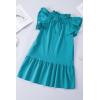 imageDokotoo Womens Summer Dresses 2025 VNeck Drawstring Ruffle Cap Short Sleeve Side Pockets Mini Dress SundressGreen