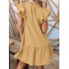 imageDokotoo Womens Summer Dresses 2025 VNeck Drawstring Ruffle Cap Short Sleeve Side Pockets Mini Dress SundressKhaki