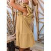 imageDokotoo Womens Summer Dresses 2025 VNeck Drawstring Ruffle Cap Short Sleeve Side Pockets Mini Dress SundressKhaki