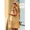 imageDokotoo Womens Summer Dresses 2025 VNeck Drawstring Ruffle Cap Short Sleeve Side Pockets Mini Dress SundressKhaki
