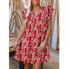 imageDokotoo Womens Summer Dresses 2025 VNeck Drawstring Ruffle Cap Short Sleeve Side Pockets Mini Dress SundressMulticolor 2