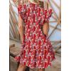imageDokotoo Womens Summer Dresses 2025 VNeck Drawstring Ruffle Cap Short Sleeve Side Pockets Mini Dress SundressMulticolor 2