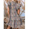 imageDokotoo Womens Summer Dresses 2025 VNeck Drawstring Ruffle Cap Short Sleeve Side Pockets Mini Dress SundressMulticolor 3