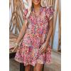 imageDokotoo Womens Summer Dresses 2025 VNeck Drawstring Ruffle Cap Short Sleeve Side Pockets Mini Dress SundressMulticolor