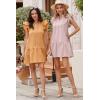 imageDokotoo Womens Summer Dresses 2025 VNeck Drawstring Ruffle Cap Short Sleeve Side Pockets Mini Dress SundressPink
