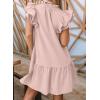 imageDokotoo Womens Summer Dresses 2025 VNeck Drawstring Ruffle Cap Short Sleeve Side Pockets Mini Dress SundressPink
