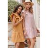 imageDokotoo Womens Summer Dresses 2025 VNeck Drawstring Ruffle Cap Short Sleeve Side Pockets Mini Dress SundressPink