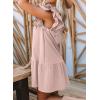 imageDokotoo Womens Summer Dresses 2025 VNeck Drawstring Ruffle Cap Short Sleeve Side Pockets Mini Dress SundressPink