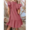 imageDokotoo Womens Summer Dresses 2025 VNeck Drawstring Ruffle Cap Short Sleeve Side Pockets Mini Dress SundressRed
