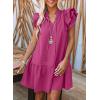 imageDokotoo Womens Summer Dresses 2025 VNeck Drawstring Ruffle Cap Short Sleeve Side Pockets Mini Dress SundressRose