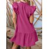 imageDokotoo Womens Summer Dresses 2025 VNeck Drawstring Ruffle Cap Short Sleeve Side Pockets Mini Dress SundressRose