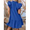 imageDokotoo Womens Summer Dresses 2025 VNeck Drawstring Ruffle Cap Short Sleeve Side Pockets Mini Dress SundressSky Blue 2