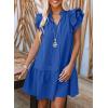 imageDokotoo Womens Summer Dresses 2025 VNeck Drawstring Ruffle Cap Short Sleeve Side Pockets Mini Dress SundressSky Blue 2