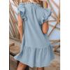 imageDokotoo Womens Summer Dresses 2025 VNeck Drawstring Ruffle Cap Short Sleeve Side Pockets Mini Dress SundressSky Blue