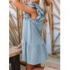 imageDokotoo Womens Summer Dresses 2025 VNeck Drawstring Ruffle Cap Short Sleeve Side Pockets Mini Dress SundressSky Blue