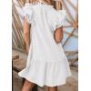 imageDokotoo Womens Summer Dresses 2025 VNeck Drawstring Ruffle Cap Short Sleeve Side Pockets Mini Dress SundressWhite