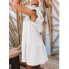 imageDokotoo Womens Summer Dresses 2025 VNeck Drawstring Ruffle Cap Short Sleeve Side Pockets Mini Dress SundressWhite