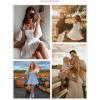 imageDokotoo Womens Summer Dresses Square Neck Tie Back Lantern Sleeve Ruffle ALine Casual Dress11 White