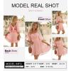imageDokotoo Womens Summer Dresses Square Neck Tie Back Lantern Sleeve Ruffle ALine Casual Dress2 Pink