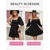 imageDokotoo Womens Summer Dresses Square Neck Tie Back Lantern Sleeve Ruffle ALine Casual Dress22 Black
