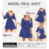 imageDokotoo Womens Summer Dresses Square Neck Tie Back Lantern Sleeve Ruffle ALine Casual Dress3 Blue