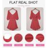 imageDokotoo Womens Summer Dresses Square Neck Tie Back Lantern Sleeve Ruffle ALine Casual Dress4 Red