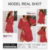 imageDokotoo Womens Summer Dresses Square Neck Tie Back Lantern Sleeve Ruffle ALine Casual Dress4 Red