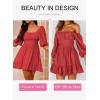 imageDokotoo Womens Summer Dresses Square Neck Tie Back Lantern Sleeve Ruffle ALine Casual Dress4 Red