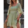 imageDokotoo Womens Summer Dresses Square Neck Tie Back Lantern Sleeve Ruffle ALine Casual Dress7 Light Green