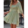 imageDokotoo Womens Summer Dresses Square Neck Tie Back Lantern Sleeve Ruffle ALine Casual Dress7 Light Green