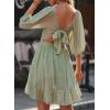 imageDokotoo Womens Summer Dresses Square Neck Tie Back Lantern Sleeve Ruffle ALine Casual Dress7 Light Green