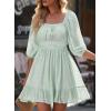imageDokotoo Womens Summer Dresses Square Neck Tie Back Lantern Sleeve Ruffle ALine Casual Dress7 Mint Green