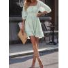 imageDokotoo Womens Summer Dresses Square Neck Tie Back Lantern Sleeve Ruffle ALine Casual Dress7 Mint Green
