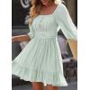 imageDokotoo Womens Summer Dresses Square Neck Tie Back Lantern Sleeve Ruffle ALine Casual Dress7 Mint Green