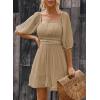 imageDokotoo Womens Summer Dresses Square Neck Tie Back Lantern Sleeve Ruffle ALine Casual Dress8 Khaki