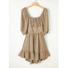 imageDokotoo Womens Summer Dresses Square Neck Tie Back Lantern Sleeve Ruffle ALine Casual Dress8 Khaki