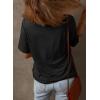 imageDokotoo Womens Summer Tops Fashion 2025 Half Sleeve Fluffy Touch Waffle Knit Shirts Casual V Neck Colorblock Patchwork BlouseBlack
