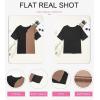 imageDokotoo Womens Summer Tops Fashion 2025 Half Sleeve Fluffy Touch Waffle Knit Shirts Casual V Neck Colorblock Patchwork BlouseBlack