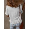 imageDokotoo Womens Summer Tops Fashion 2025 Half Sleeve Fluffy Touch Waffle Knit Shirts Casual V Neck Colorblock Patchwork BlouseBlue
