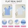 imageDokotoo Womens Summer Tops Fashion 2025 Half Sleeve Fluffy Touch Waffle Knit Shirts Casual V Neck Colorblock Patchwork BlouseBlue