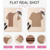 imageDokotoo Womens Summer Tops Fashion 2025 Half Sleeve Fluffy Touch Waffle Knit Shirts Casual V Neck Colorblock Patchwork BlouseBrown