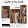imageDokotoo Womens Summer Tops Fashion 2025 Half Sleeve Fluffy Touch Waffle Knit Shirts Casual V Neck Colorblock Patchwork BlouseBrown
