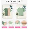 imageDokotoo Womens Summer Tops Fashion 2025 Half Sleeve Fluffy Touch Waffle Knit Shirts Casual V Neck Colorblock Patchwork BlouseGreen
