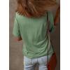 imageDokotoo Womens Summer Tops Fashion 2025 Half Sleeve Fluffy Touch Waffle Knit Shirts Casual V Neck Colorblock Patchwork BlouseGreen