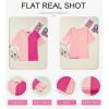 imageDokotoo Womens Summer Tops Fashion 2025 Half Sleeve Fluffy Touch Waffle Knit Shirts Casual V Neck Colorblock Patchwork BlousePink