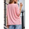 imageDokotoo Womens Summer Tops Fashion 2025 Half Sleeve Fluffy Touch Waffle Knit Shirts Casual V Neck Colorblock Patchwork BlousePink
