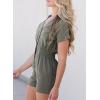 imageDokotoo Womens Summer Trooper Utility Cargo Rompers Short Sleeve Button Down Pockets JumpsuitsB Gray