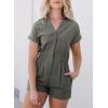 imageDokotoo Womens Summer Trooper Utility Cargo Rompers Short Sleeve Button Down Pockets JumpsuitsB Gray