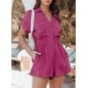 imageDokotoo Womens Summer Trooper Utility Cargo Rompers Short Sleeve Button Down Pockets JumpsuitsB Hot Pink
