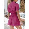 imageDokotoo Womens Summer Trooper Utility Cargo Rompers Short Sleeve Button Down Pockets JumpsuitsB Hot Pink